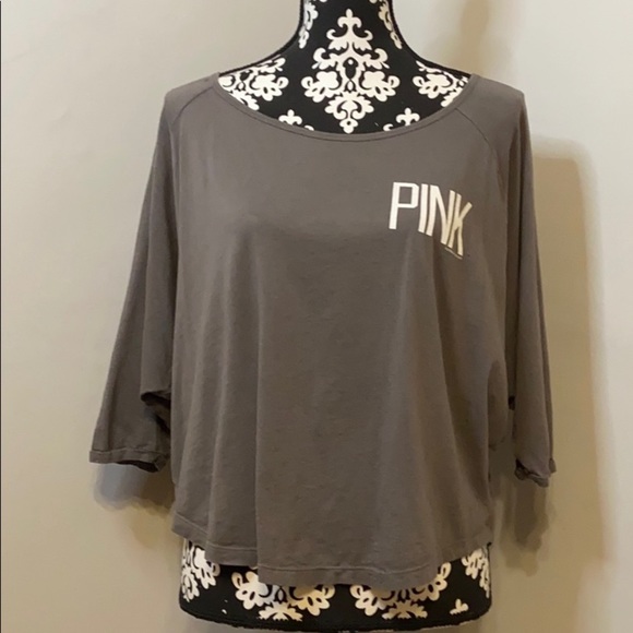 PINK Victoria's Secret Tops - PINK Gray Dolman Sleeve Tee